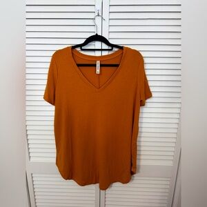 Women's V-Neck Mustard Yellow Top